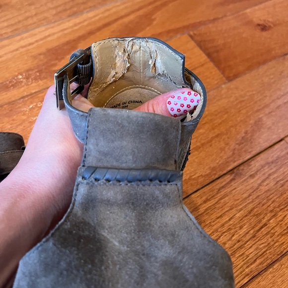 Jack Rogers Gray Suede Heeled Sandals - Picture 8 of 9